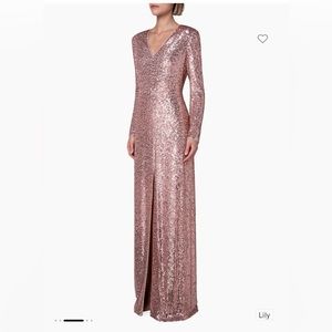 Akris Long Sleeve Pink Sequin Gown